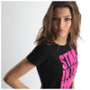 Star In The Hood- NEON PINK LOGO - BLACK SKINNY TEE